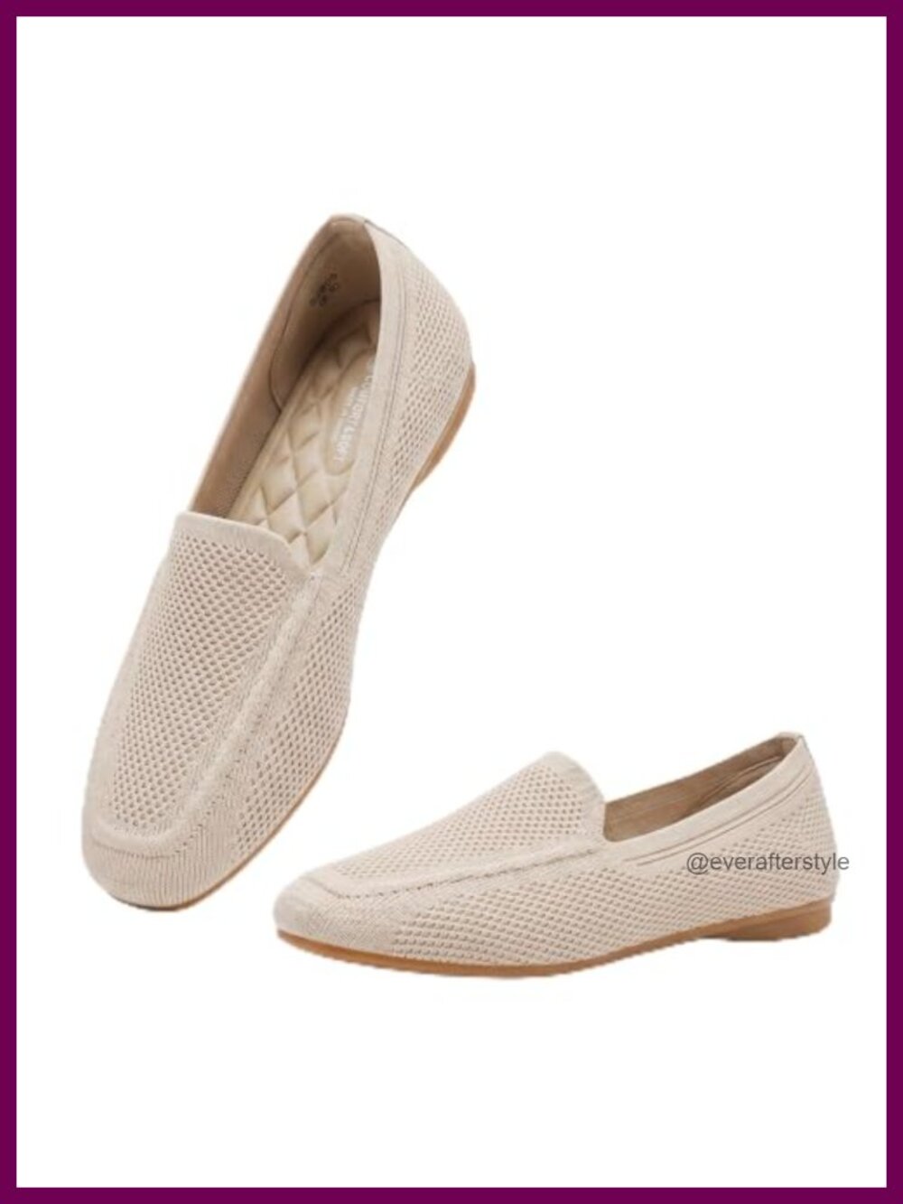Square Toe Knit Slip On Loafers Arch Support Lightweight Walking Flats